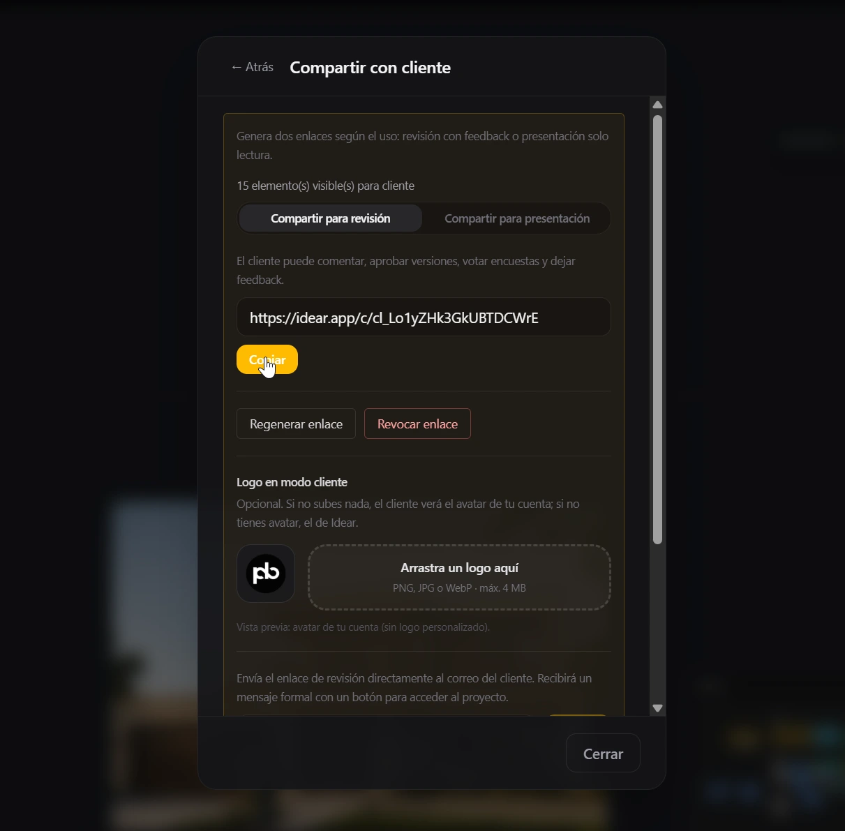 Modo cliente — paso 4