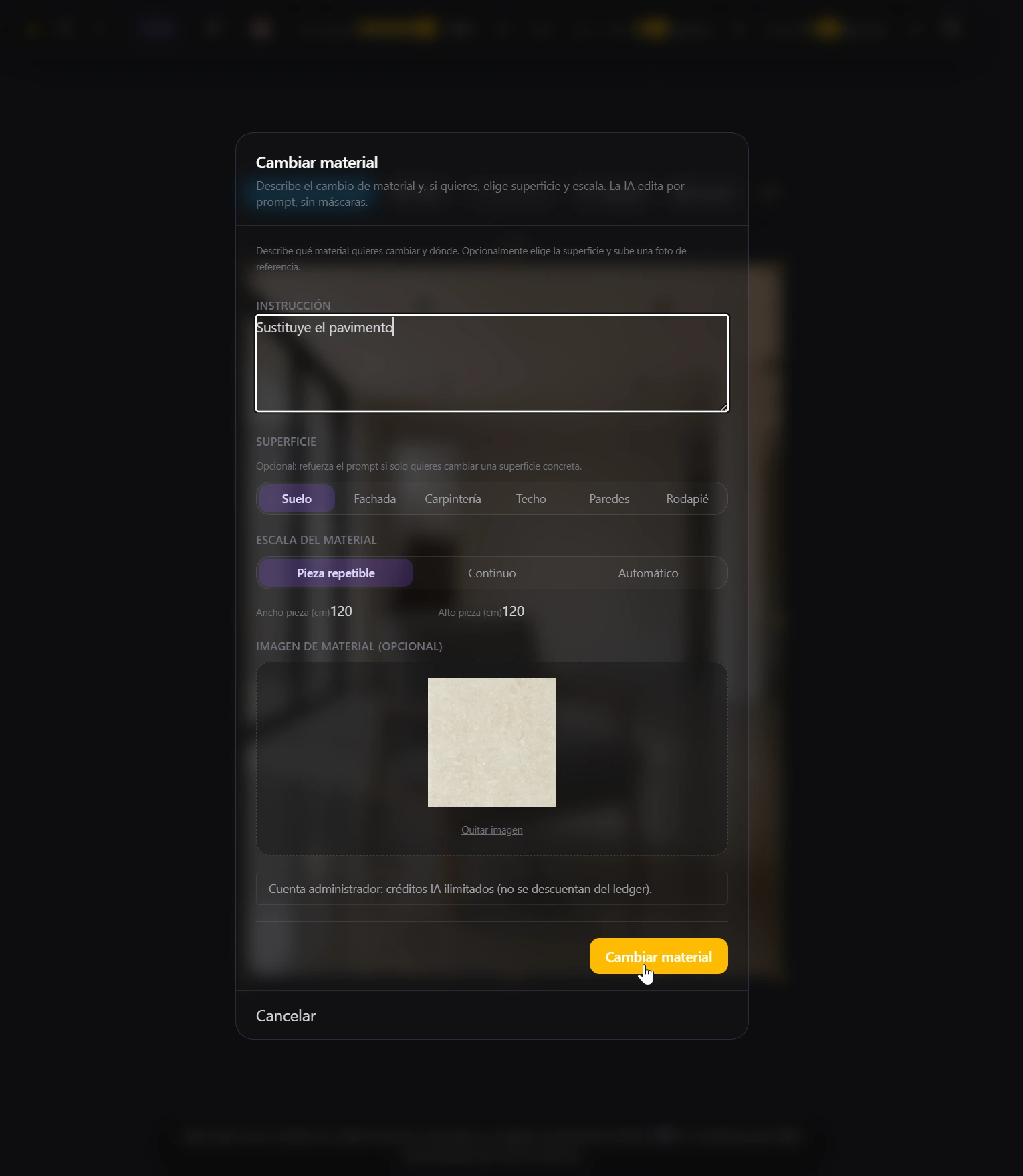 Cambiar material — paso 3