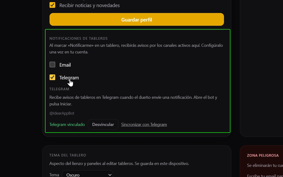 Avisos por email y Telegram — paso 2